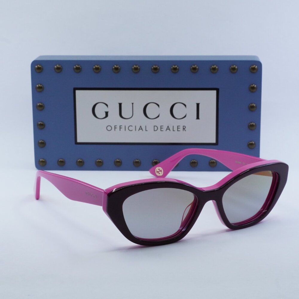 Gucci GG1638S 003 Cat Eye Sunglasses - Burgundy/Fuchsia